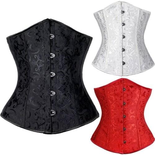 Black/White/Red Steel Busk Boned Waist Trainer Corsets Bustier Slim Body Shaper Plus Size Corselet Gothic espartilho Underbust