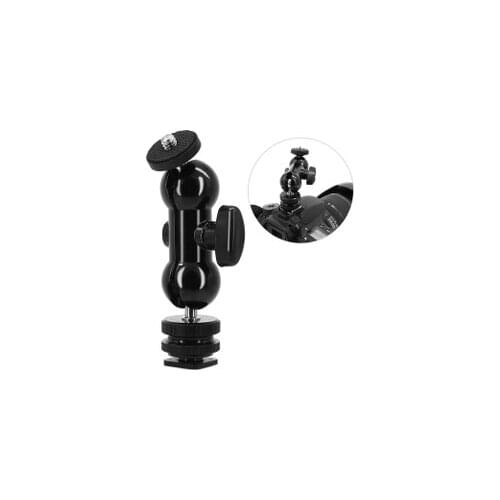 Tripod Head Flash Hot Shoe Swivel Ball Head 1/4 inch Tripod Screw Magic Arm with Lock Black for Canon EOS 1300D Nikon D3400