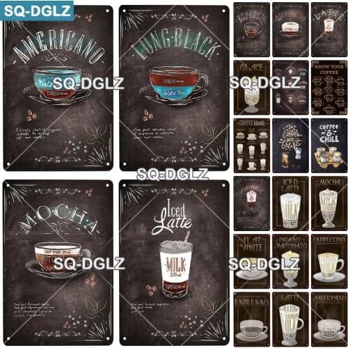 Coffee Menu Vintage Metal Sign Tin Sign Vintage Decoration Plaque Home Wall Decor Bar Sign Home Decor Cafe Poster Custom