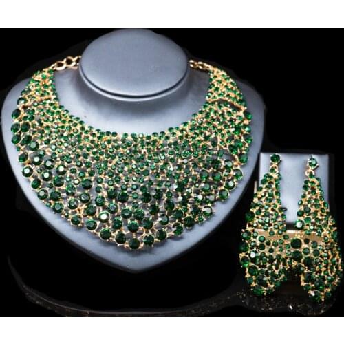 LAN PALACE New fashion bridal necklace mariage nigerian necklace and earrings for party gold set india jewelry free shipping