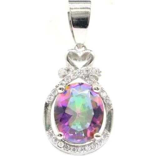 37x23mm Hot Sell Big Oval Gemstone London Blue Topaz CZ Womans Wedding 925 Sterling Silver Pendant