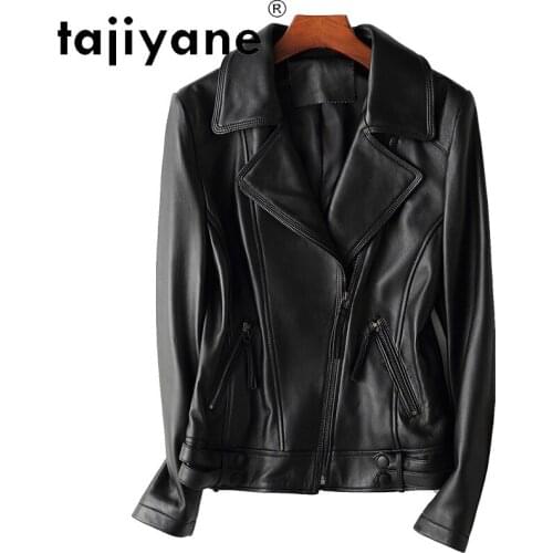Tajiyane Women Real Sheepskin Jacket Genuine Leather Coat Woman Biker Short Coats Ladies Leather Jackets Plus Size Jaqueta HLY11