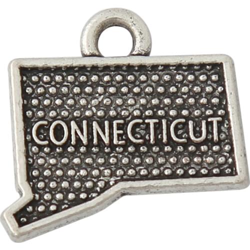 RAINXTAR Vintage American State Of Connecticut Map Alloy Jewelry Finding Charms 15*16mm 50pcs AAC1187