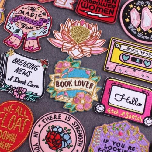Cartoon Patches Flower Embroidered Patch For Clothing Iron On Patches For Clothes Radio /Crystal Stripes Patch Badge Appliques