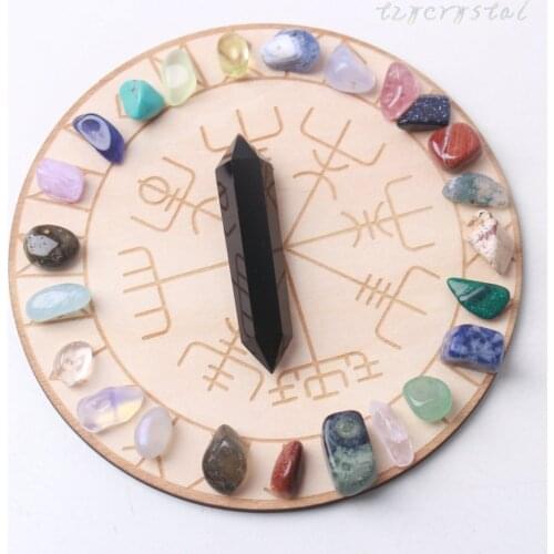 Meditation Divination Rune Grid Board Crystal Gem Set