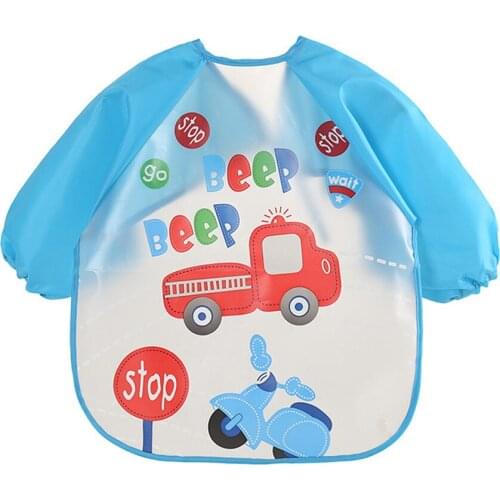 1PC Adjustable Baby Bibs cartoon EVA Long Sleeve Letter Waterproof Lunch Feeding Cloth Art Apron Children Bib Smock игрушки