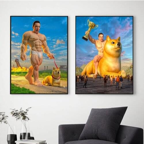 Funny dog and musk canvas painting posters and prints bedroom decoration wall art decoration living room decoration pictures