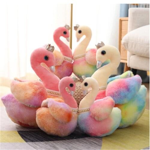 New cartoon cute rainbow swan doll plush toy girl heart doll birthday gift for boys and girls