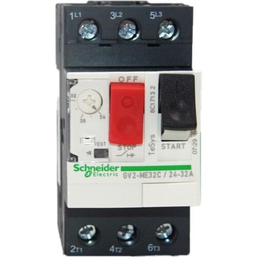 Original Motor thermal magnetic circuit breaker button 3P GV2ME32C motor protection switch setting current range 24-32A 10KA