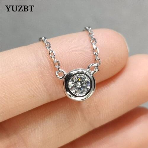 18K White Gold Plated 925 Silver 1 ct Brilliant Cut Gemstone Diamond Test Past D Color Moissanite Cute Bubble Pendant Necklace