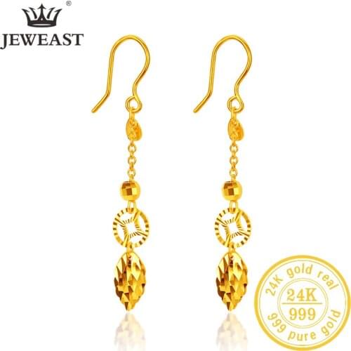 JLZB 24K Pure Gold Earring Real AU 999 Solid Gold Earrings Nice Good Upscale Trendy Fine Jewelry Hot Sell New 2020