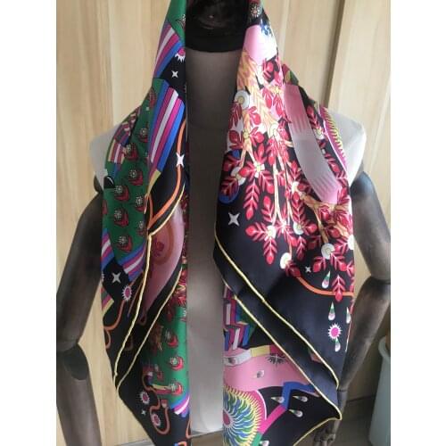 2020 new arrival fashion elegant brand design 100% silk scarf 90*90 cm square shawl twill wrap for women lady girl
