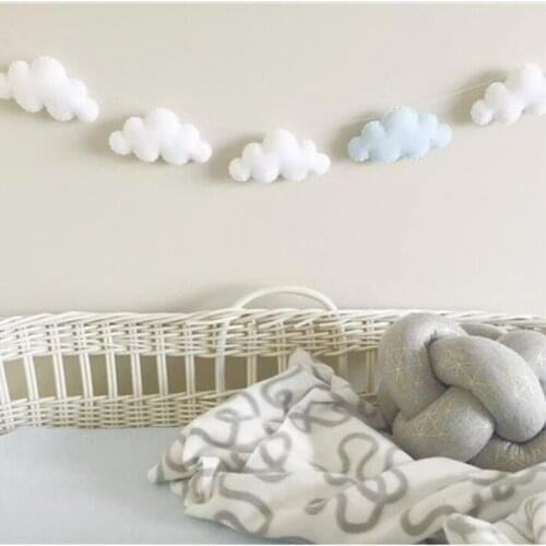 Nordic Wall Hanging Ornaments Nursery Decor Felt Cloud Garlands String Baby Kids Room Decoration Party Banner Photo Props
