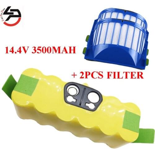 LPD 14.4V 3500mah Replacement NI-MH Batterie for iRobot 500 510 530 550 560 570 580 600 610 620 630 650 700 780 +2pcs Filters