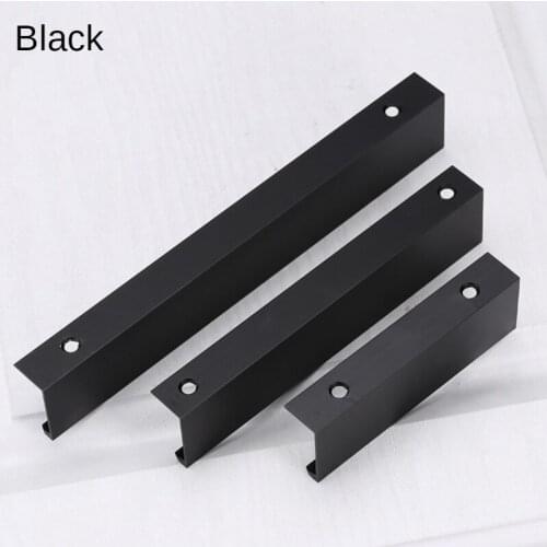 Modern Black Kitchen Handle And Drawer Pull Cupboard Cabinet Door Handles Hidden Furniture Knobs Bedroom Hardware Pulls