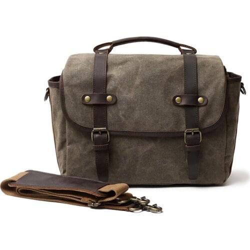 Shoulder diagonal camera bag SLR camera bag waterproof oil wax canvas retro fashion digital camera shoulder bag