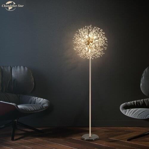 Postmodern Dandelion LED Crystal Floor Lamp Floor Light for Living Room Bedroom Hotel Nordic Art Decoration Indoor Lighting