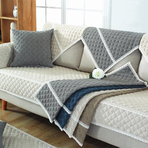Thick Crystal Fleece Sofa Cover Quilted Couch Covers Towel for L-shaped Armrest Chaise Removable Home Seat Covers