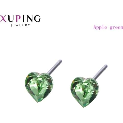 Xuping Jewelry Heart Shape Crystals Stud Earrings for Women 96201