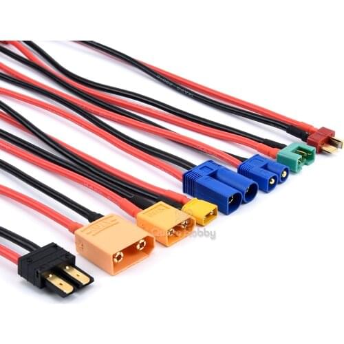 4.0mm Banana Plugs Charge Cable Silicone Wire 14AWG 20cm EC3 EC5 XT30 XT60 XT90 MPX TRX T Plug Charge for Lipo Battery