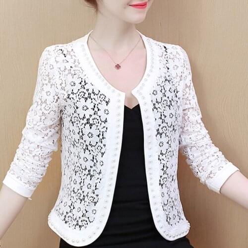 Summer White Blouse Long Sleeve V-Neck Hollow Lace Blouse Shirt Tops Blouse Women Blusas Mujer De Moda 2021 Blouses Femme F44