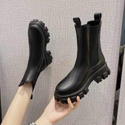 Lady Boots Booties Woman 2020 Low Heel Boots-women Chelsea Brand Womens Shoes Round Toe Winter Footwear Ladies Lolita
