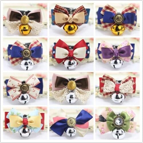 Fashion Adjustable Cute Kitten 1pc New Adjustable Bowknot Belt Dog Cat Pet Collar Bow Tie Bell Puppy Colorful Necktie Collars