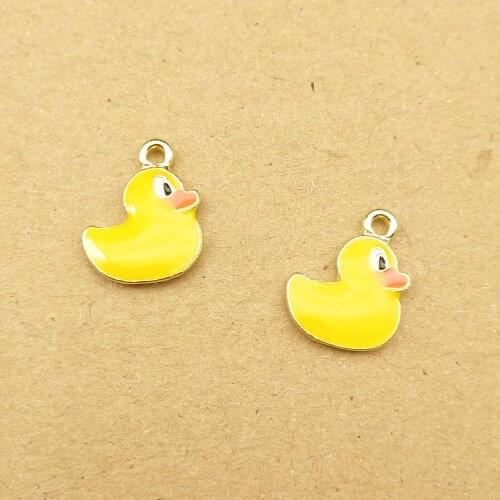 10pcs 12x12mm enamel duck charm for jewelry making cute earring pendant bracelet necklace charms diy design charms