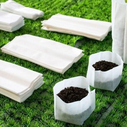 100 pcs（8*10cm）Non-woven seedling bag Seed Nursery Bags Nursery Flower Pots Vegetable Transplant Breeding Pots Garden Planting B