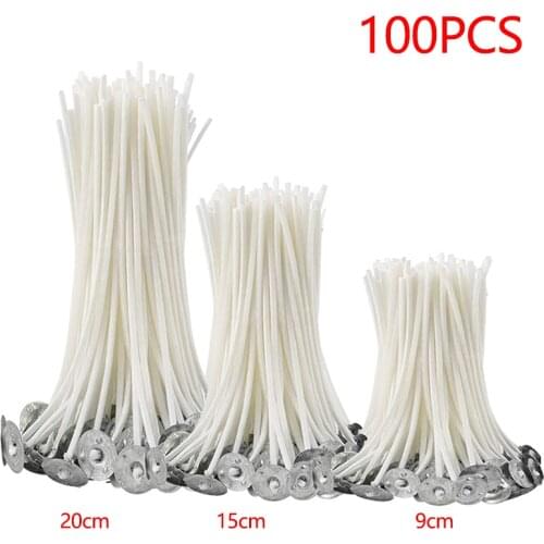 100PCS Candle Wicks Smokeless Wax Pure Cotton Core 9/15/20cm DIY Candle Making Pre-waxed Wicks For Party Supplies
