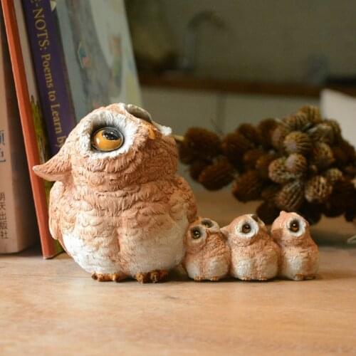 American Cute Mini Owl Figurine Resin Animal Crafts Office Table Home Bonsai Fairy Garden Decoration Accessories Creative Gifts