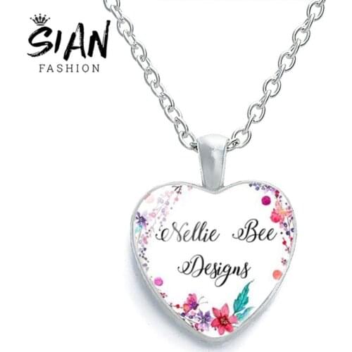 SIAN Mother First Necklace Family Love Chain Necklace Glass Cabochon Heart Pendant Elegant Jewelry for Mothers Day 2020 Fashion