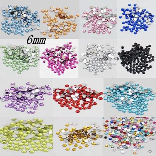 Free Shipping SS30 6mm 500pcs/Lot Multi Resin Flatback Rhinestones Beads Crafts For DIY Decoration