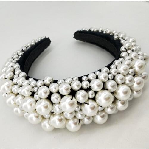 Big Headband For Women, 2020 New Handmade Pearls Hairband,Beaded Jewelry, Hair Accessories Girls,Crown , High Quality