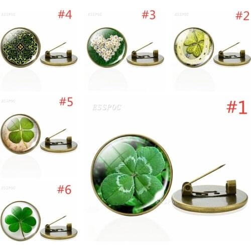 Bronze Brooches Clover Four Leaf Clover Brooch Women Girls Accessories Lucky Badge Pins Jewelry Christmas Gift Graduation Gift