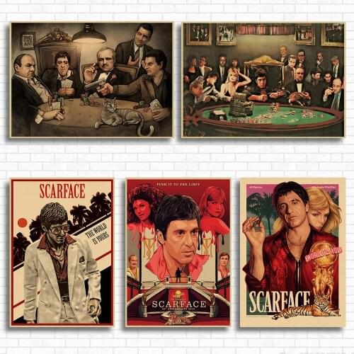 Scarface Old Photo Retro Poster Vintage Bar Cafe Decoration Painting Art Home Wall Stickers