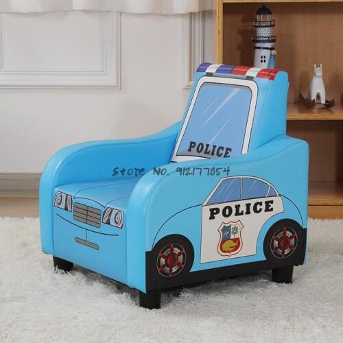 Childrens sofa boy lazy reading seat leather single police car chair learning to sit in the car cute baby small sofa
