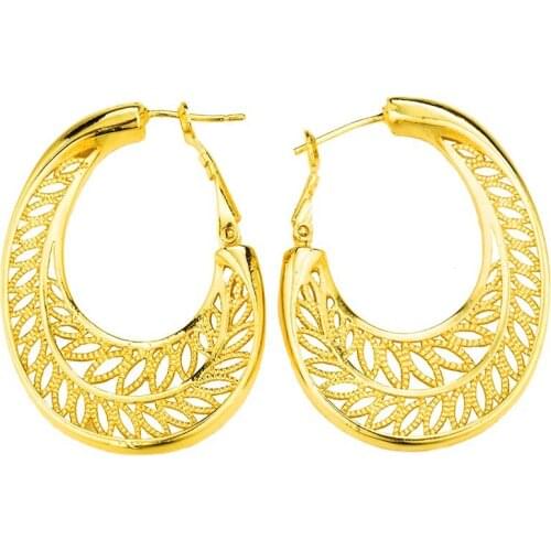 Ethiopian Love Earrings Gold Color Big Arab African Eritrea Habesha Round Gifts Jewelry for Women/Girl Wedding Party