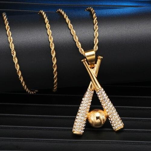FDLK Hip Hop Chain Carbide Baseball Bling Iced Out Gold Color Pendants & Necklaces for Men Jewelry Dropshipping