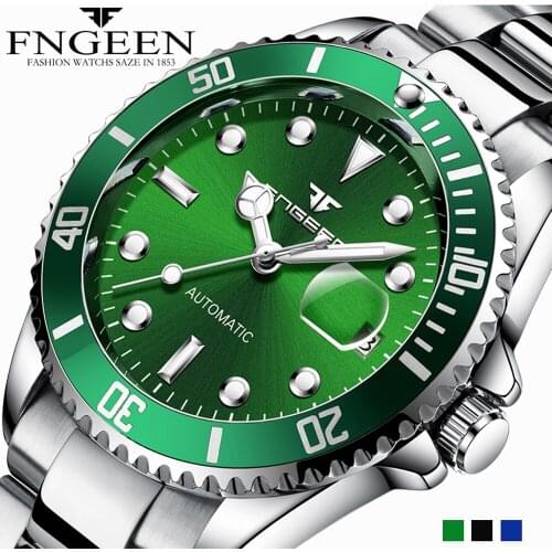 FNGEEN Luxury Brand Mens Watch Steel Tourbillon Skeleton Mechanical Watches Luminous Automatic Date Hodinky Diamond Wristwatch
