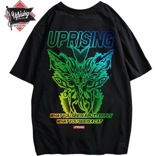 Summer Short Sleeve Cotton Tops Tees Men Hip Hop T Shirt Streetwear Monster Cat T-Shirts Harajuku Japan Style Funny Tshirt