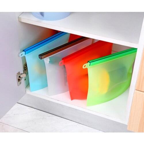 Leakproof Storage Bag Airtight Zip Silicone Bags Snack Sandwich Lunch Reusable Freezer Bag for Storing Nuts 4 Sizes available