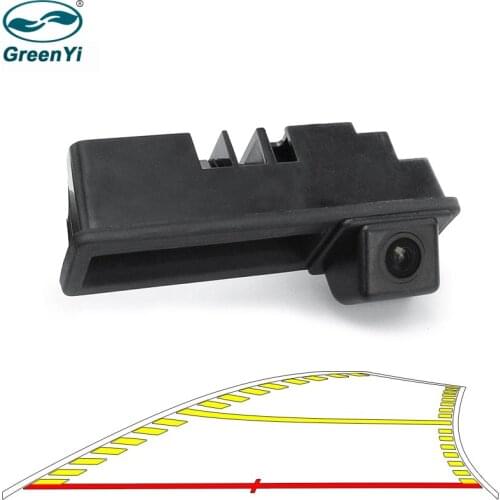 GreenYi Dynamic Trajectory Parking Line Car Reverse Backup Rear View Trunk Handle Camera For Audi A3 A4 A6L S5 Q7