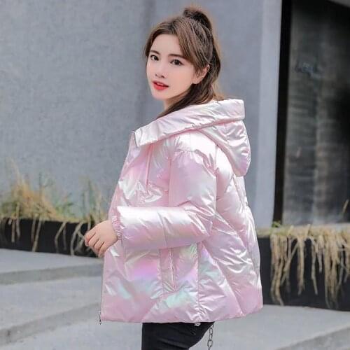 2021 Women Padded Jackets Bright Leather Keeps Warm Loose Female Winter Coat Fashion Down Cotton Jacket Zipper Puffer Coats