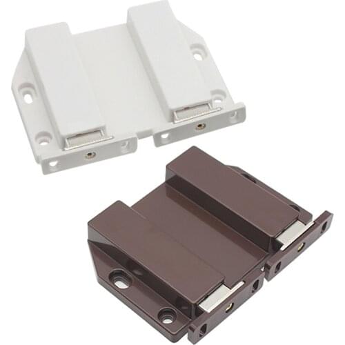 Magnetic Cabinet Double Catch Door Stopper Push to Open Touch ABS Drawer Buffer Damper big size cupboard Brown/White furniture