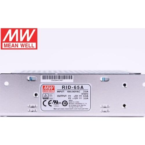 MEAN WELL RID-65A 66W Dual Output Isolated Switching Power Supply 110V/220V AC to 5V 12V DC 6A 3A Meanwell Power Unit