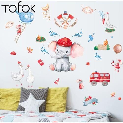 Tofok Cartoon Animal Fire General Mobilization Wall Stickers Childrens Room Kindergarten Early Education Decoration Stickers