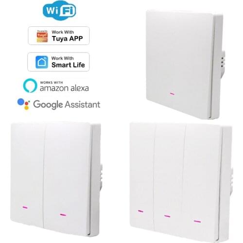 1-3Gang Tuya WiFi Wall Switch EU Power-off Memory Switch Timer Open / Close Sync Automation Support Alexa Google Home Assistant