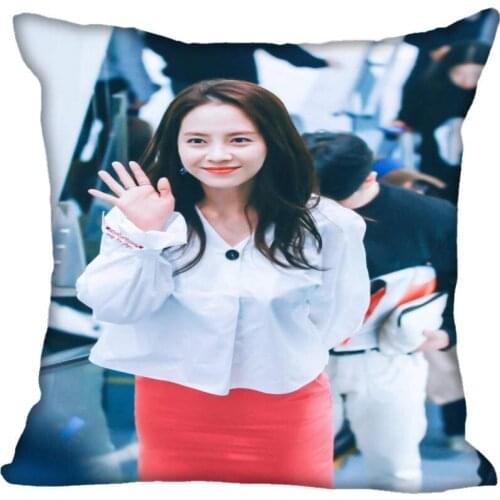 Custom Kpop Song Ji Hyo Printed Square silk Pillowcases 40x40cm,35x35cm One Side Satin Pillowcase Custom Logo