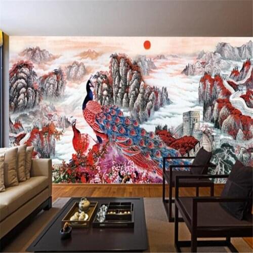 Beibehang Sunrise Red Sun Landscape Landscape Wallpaper Home Decoration Living Room Bedroom 3d Wallpaper for walls 3 d